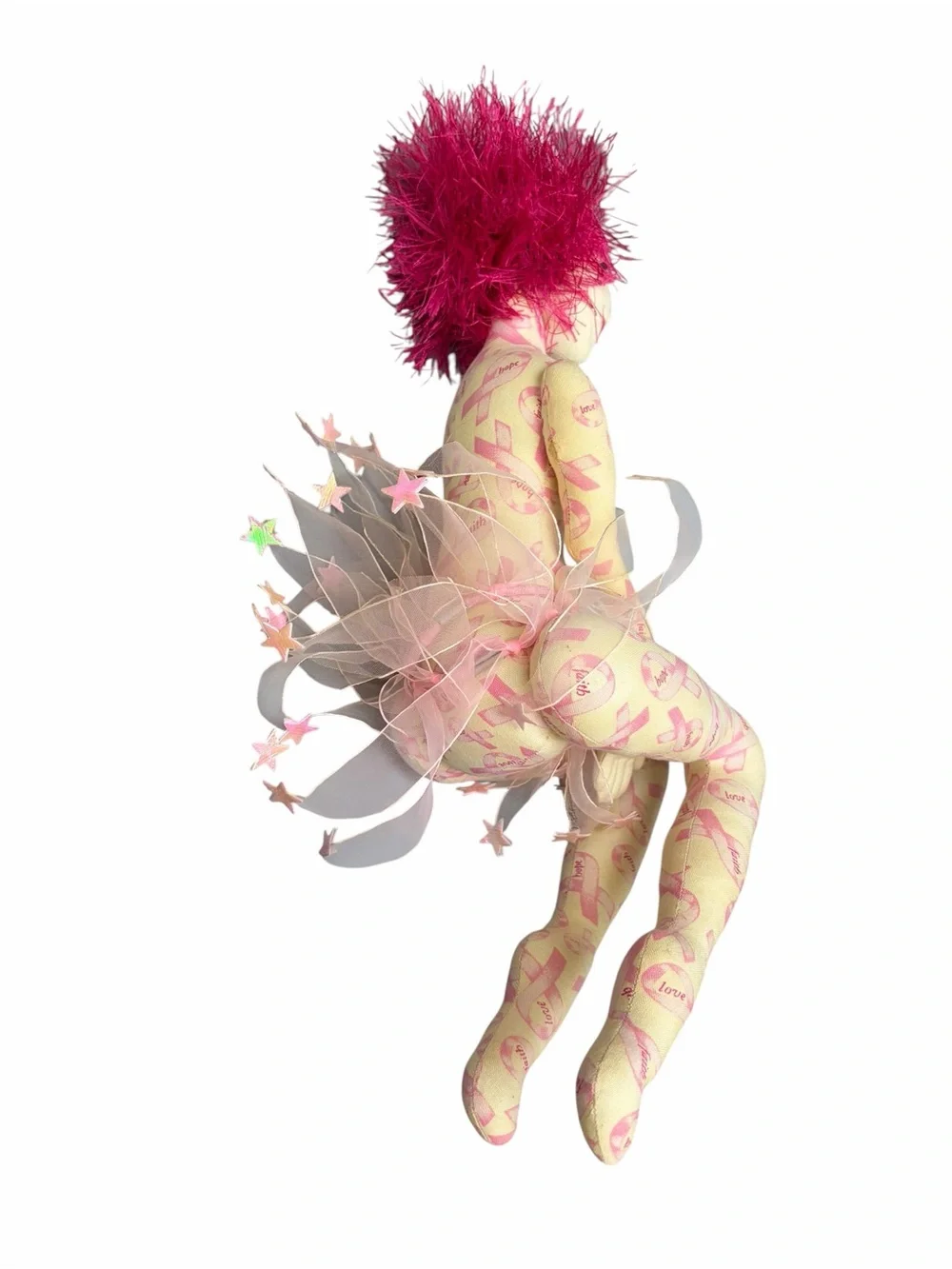 Pink-Haired Plush Doll Kids Toy - Soft Fabric Fairy Doll